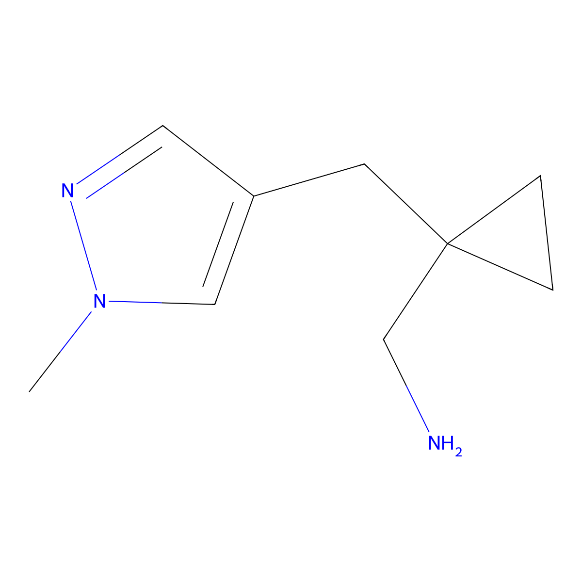 (1-((1-Methyl-1h-pyrazol-4-yl)methyl)cyclopropyl)methanamine molecular structure, CAS 1484518-87-7