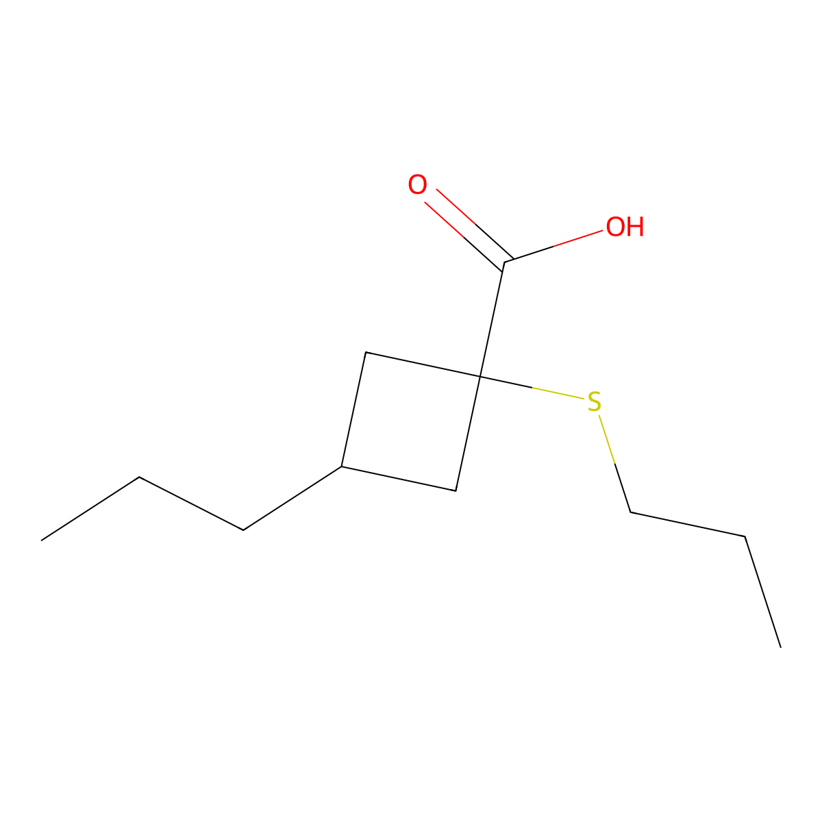 3-Propyl-1-(propylthio)cyclobutane-1-carboxylic acid molecular structure, CAS 1484519-10-9