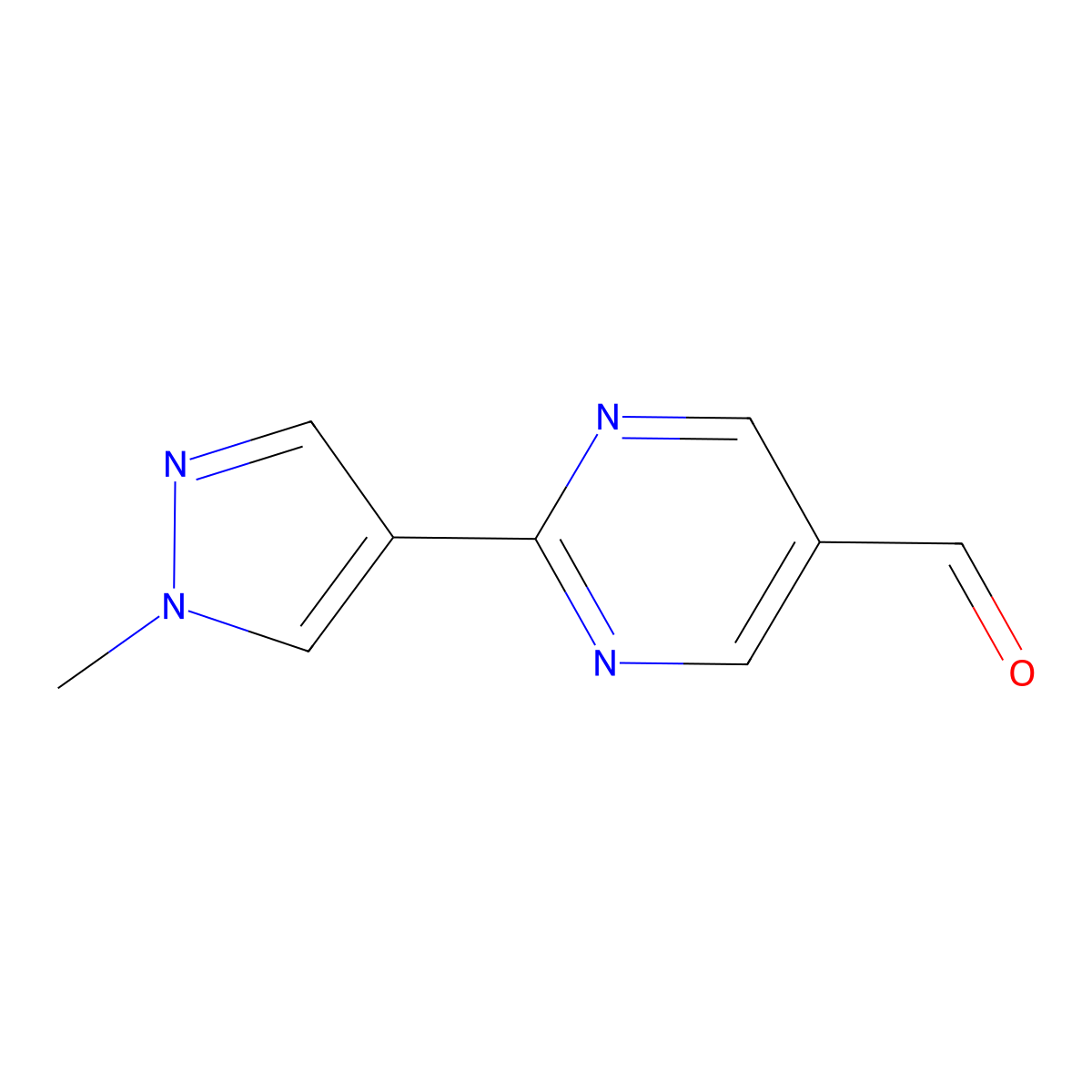 2-(1-methyl-1H-pyrazol-4-yl)pyrimidine-5-carbaldehyde molecular structure, CAS 1484524-86-8