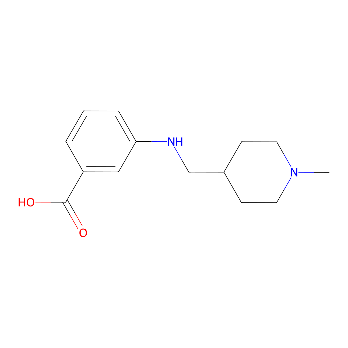 3-{[(1-Methylpiperidin-4-yl)methyl]amino}benzoic acid molecular structure, CAS 1484525-94-1