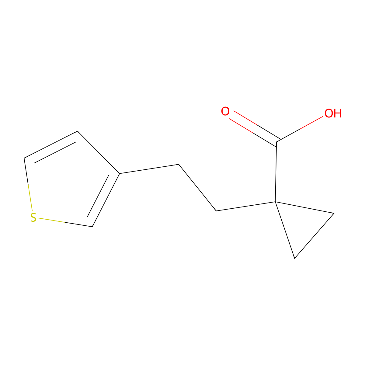 1-(2-(Thiophen-3-yl)ethyl)cyclopropane-1-carboxylic acid molecular structure, CAS 1484539-30-1