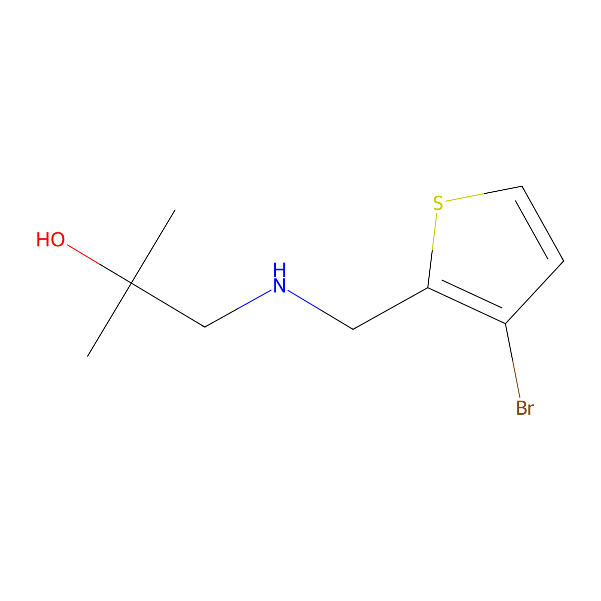 1-{[(3-Bromothiophen-2-yl)methyl]amino}-2-methylpropan-2-ol molecular structure, CAS 1484572-68-0