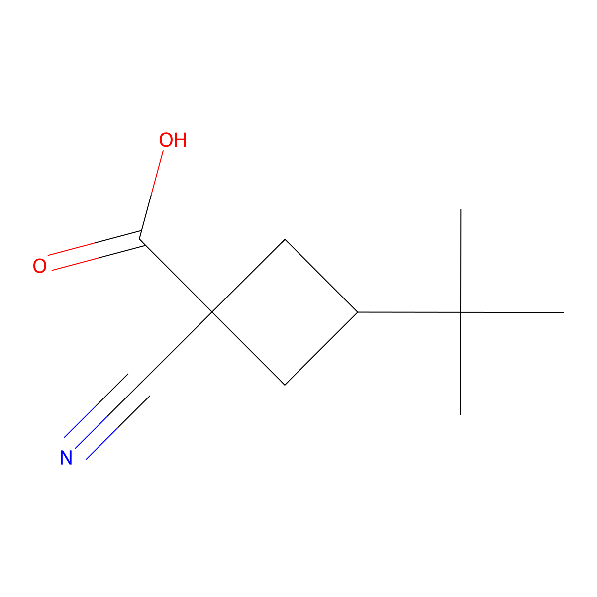 3-Tert-butyl-1-cyanocyclobutane-1-carboxylic acid molecular structure, CAS 1484575-72-5