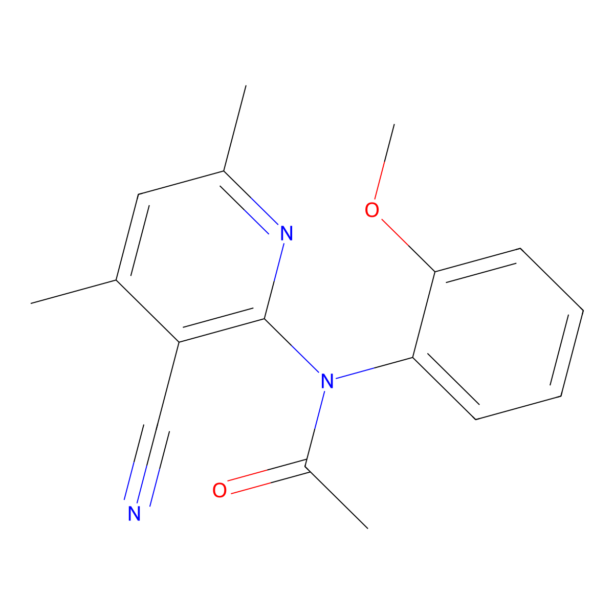 N-(3-cyano-4,6-dimethylpyridin-2-yl)-N-(2-methoxyphenyl)acetamide molecular structure, CAS 148458-31-5