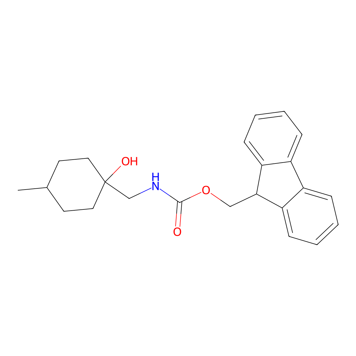 (9H-fluoren-9-yl)methyl N-[(1-hydroxy-4-methylcyclohexyl)methyl]carbamate molecular structure, CAS 1484581-34-1