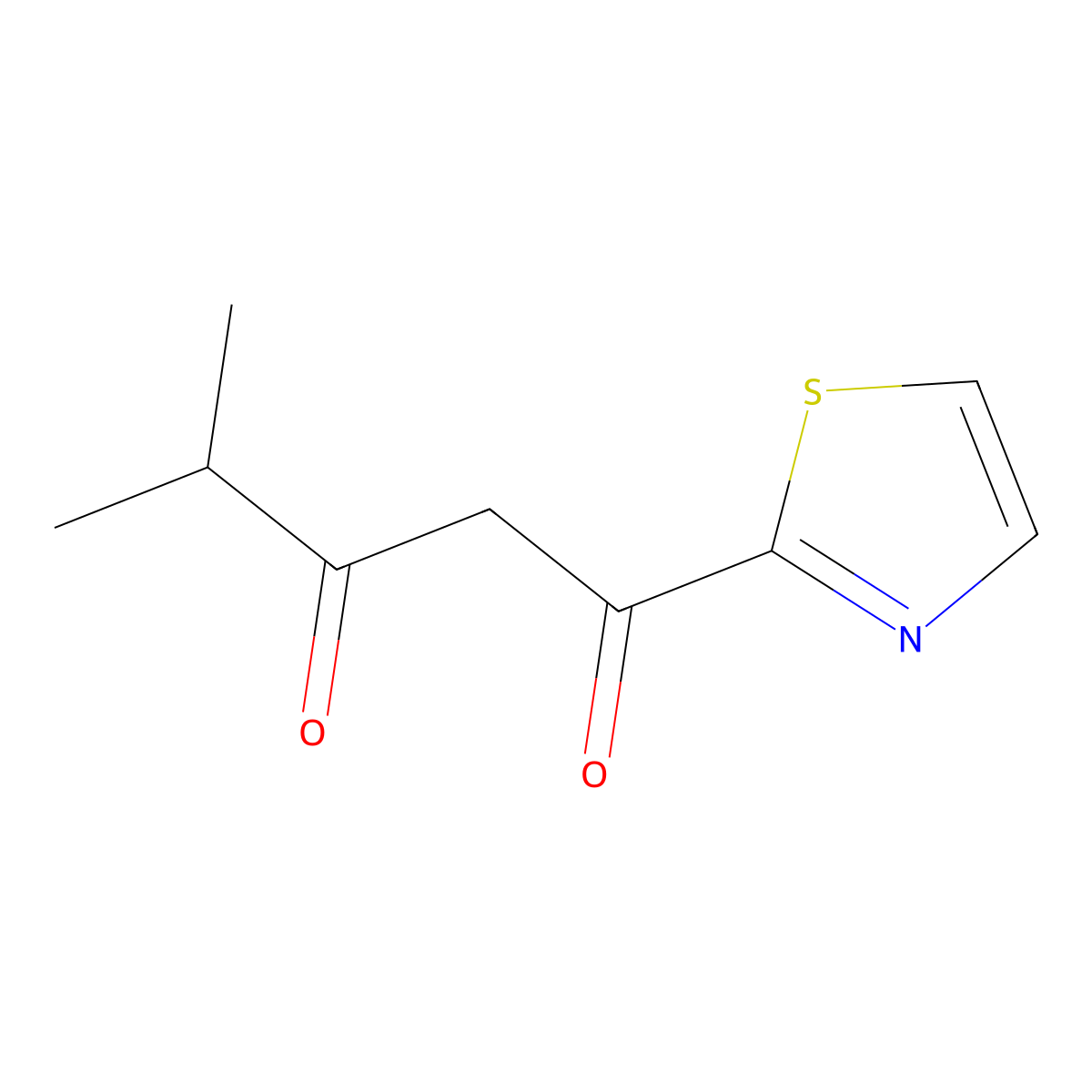 4-Methyl-1-(thiazol-2-yl)pentane-1,3-dione molecular structure, CAS 1484589-69-6