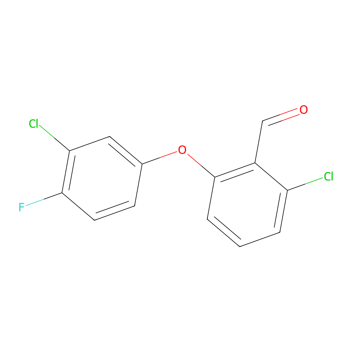 2-Chloro-6-(3-chloro-4-fluorophenoxy)benzaldehyde molecular structure, CAS 1484597-17-2