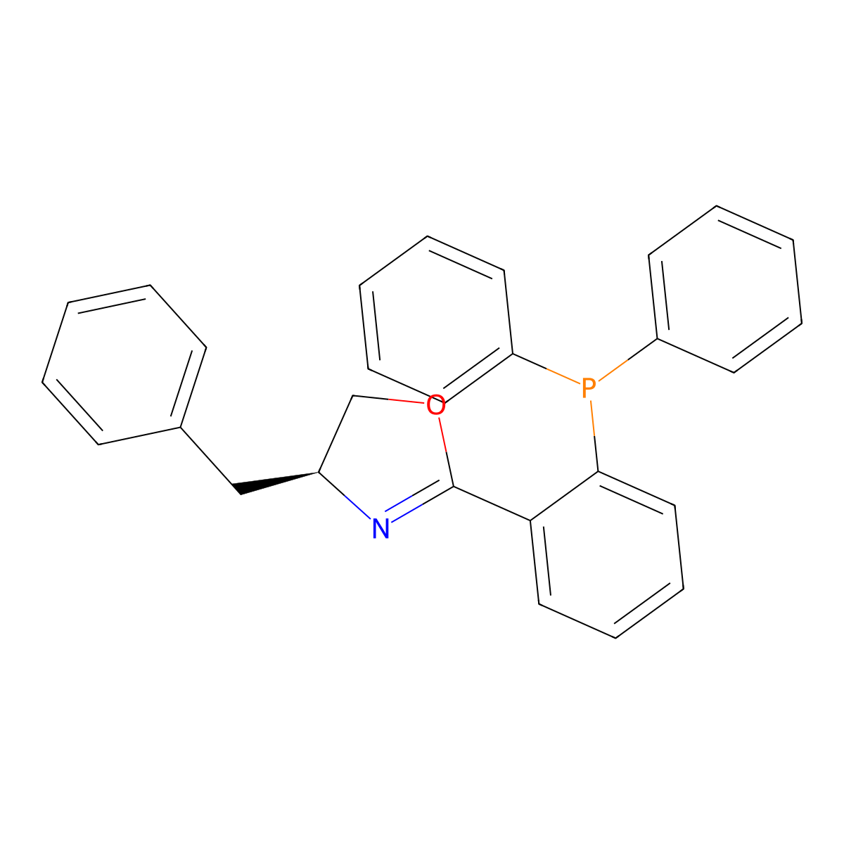 (S)-4-benzyl-2-(2-(diphenylphosphino)phenyl)-4,5-dihydrooxazole , (S)-Bn-Phox molecular structure, CAS 148461-13-6