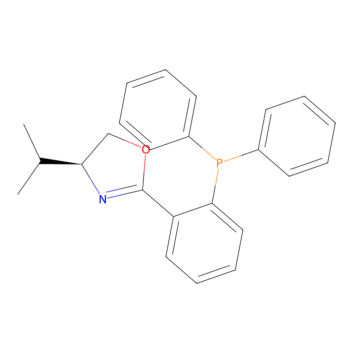 (S)-2-(2-(Diphenylphosphino)phenyl)-4-isopropyl-4,5-dihydrooxazole , (S)-iPr-PHOX molecular structure, CAS 148461-14-7