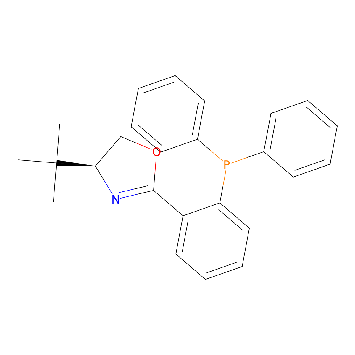 (S)-4-(tert-Butyl)-2-(2-(diphenylphosphino)phenyl)-4,5-dihydrooxazole , (S)-tBu-Phox molecular structure, CAS 148461-16-9