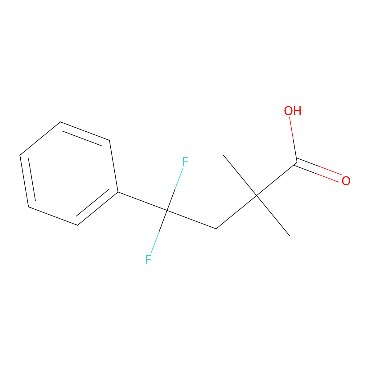 4,4-Difluoro-2,2-dimethyl-4-phenylbutanoic acid molecular structure, CAS 1484630-32-1