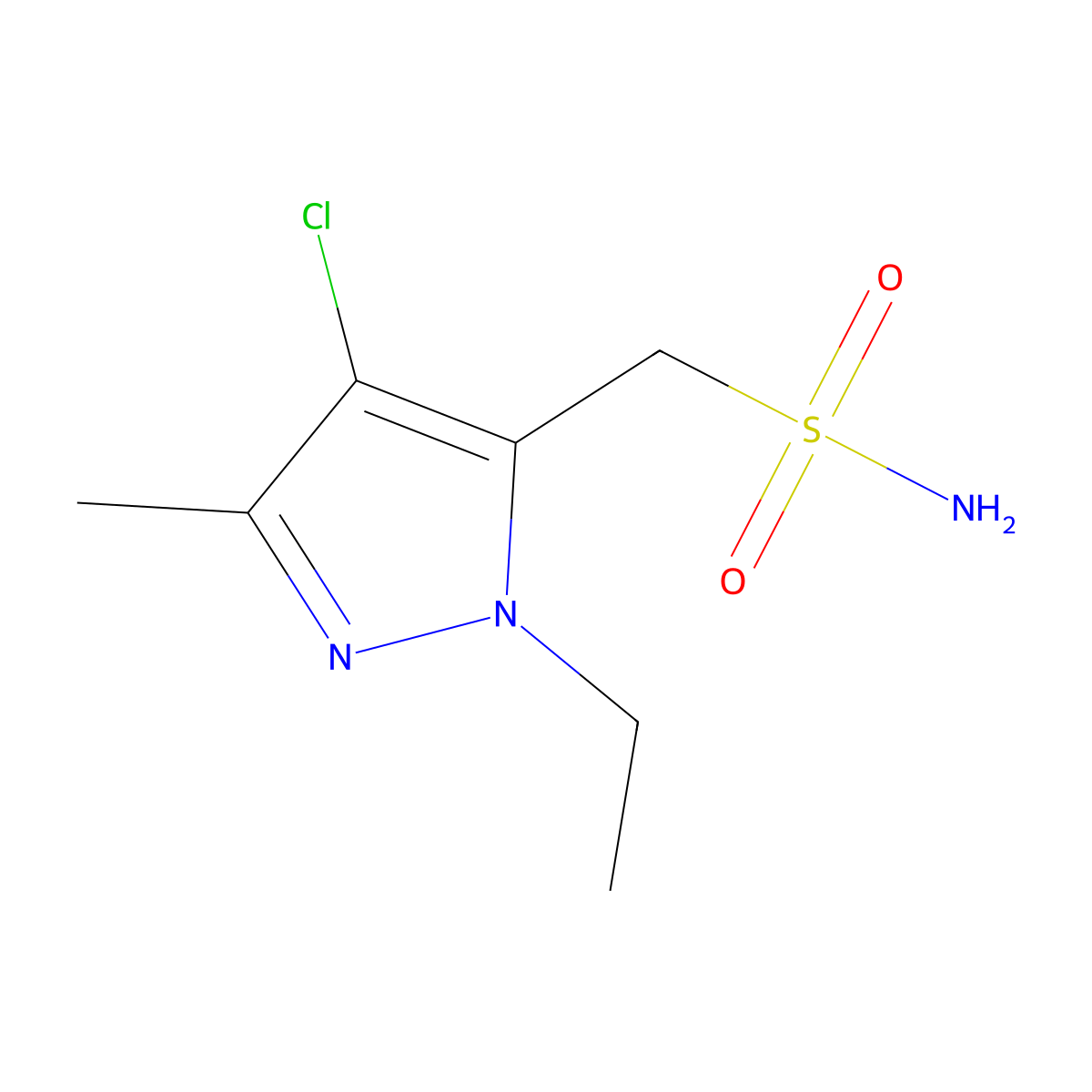 (4-chloro-1-ethyl-3-methyl-1H-pyrazol-5-yl)methanesulfonamide molecular structure, CAS 1484641-23-7