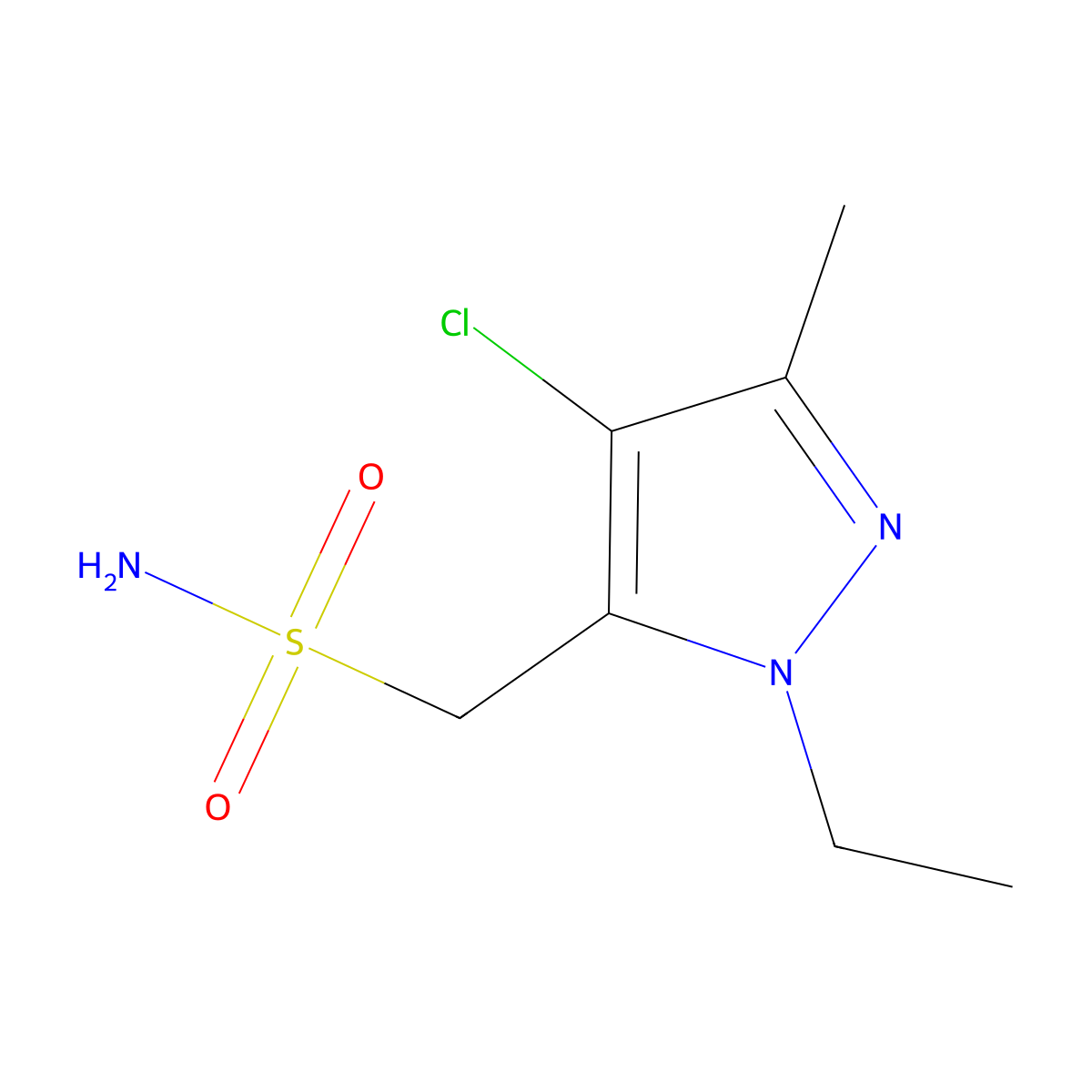 (4-chloro-1-ethyl-3-methyl-1H-pyrazol-5-yl)methanesulfonamide molecular structure, CAS 1484641-23-7