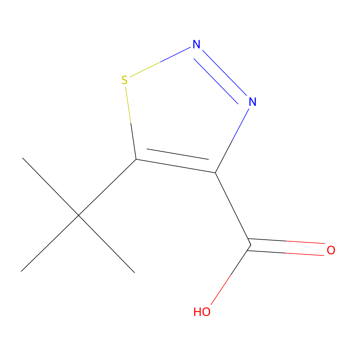 5-(Tert-butyl)-1,2,3-thiadiazole-4-carboxylic acid molecular structure, CAS 1484649-53-7