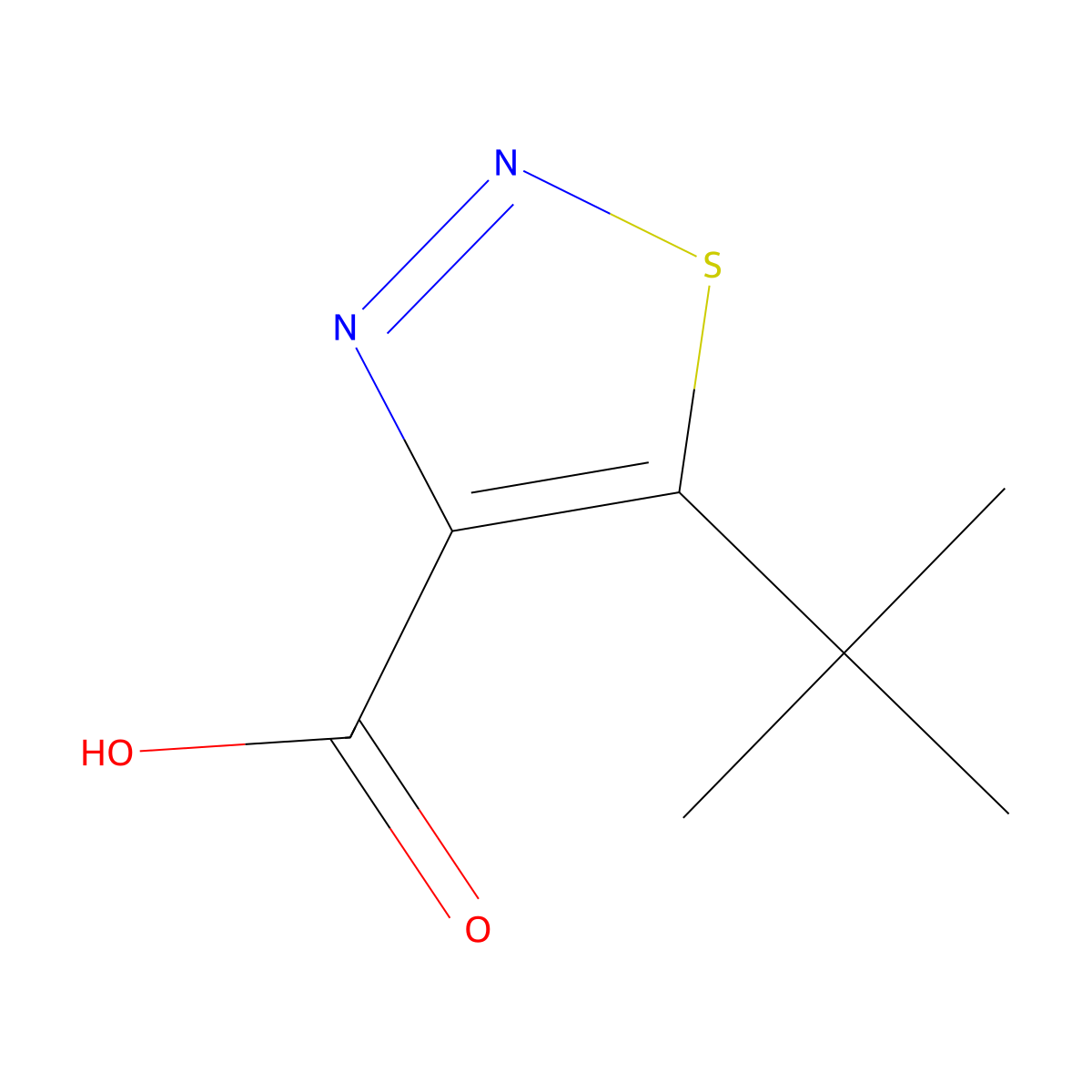 5-(Tert-butyl)-1,2,3-thiadiazole-4-carboxylic acid molecular structure, CAS 1484649-53-7