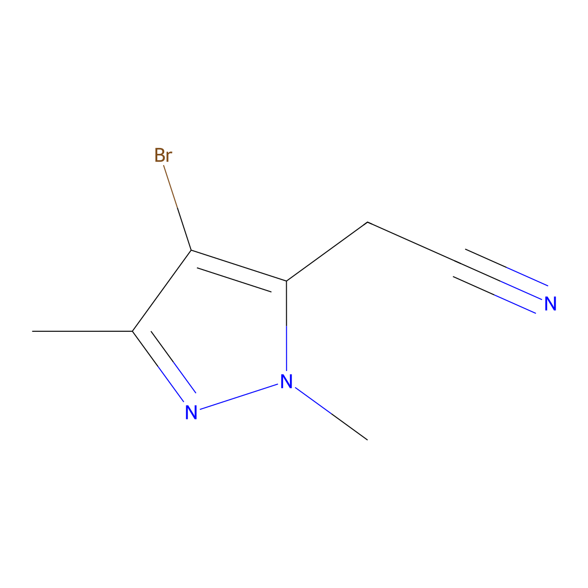 2-(4-Bromo-1,3-dimethyl-1H-pyrazol-5-yl)acetonitrile molecular structure, CAS 1484652-42-7