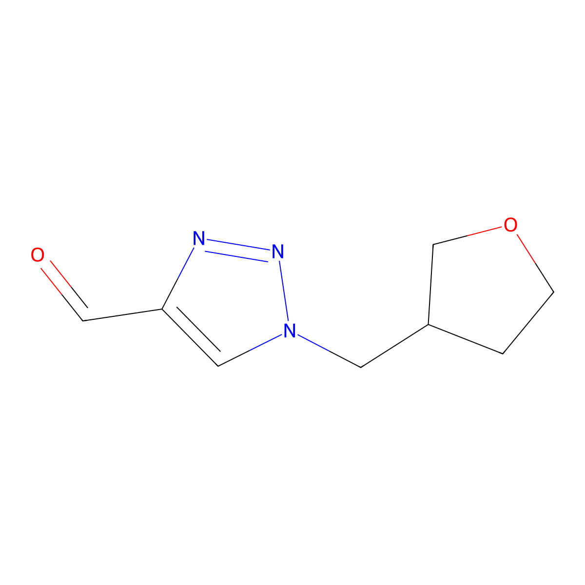 1-((oxolan-3-yl)methyl)-1H-1,2,3-triazole-4-carbaldehyde molecular structure, CAS 1484653-79-3