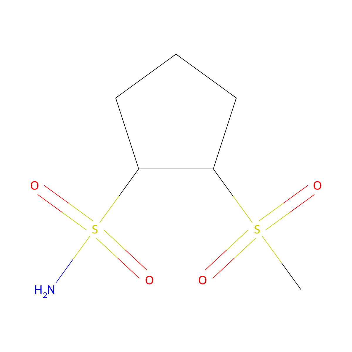 2-Methanesulfonylcyclopentane-1-sulfonamide molecular structure, CAS 1484656-24-7