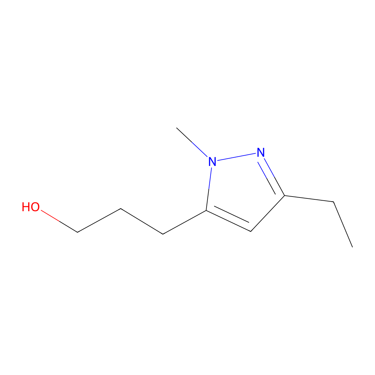 3-(3-Ethyl-1-methyl-1h-pyrazol-5-yl)propan-1-ol molecular structure, CAS 1484674-84-1