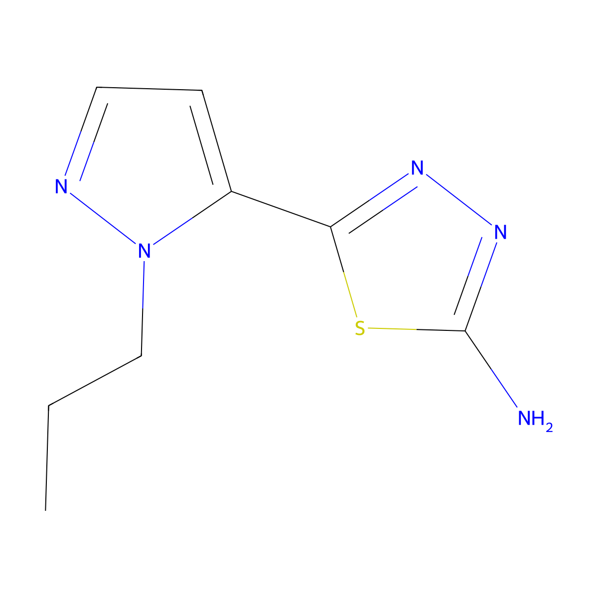 5-(1-propyl-1H-pyrazol-5-yl)-1,3,4-thiadiazol-2-amine molecular structure, CAS 1484688-62-1