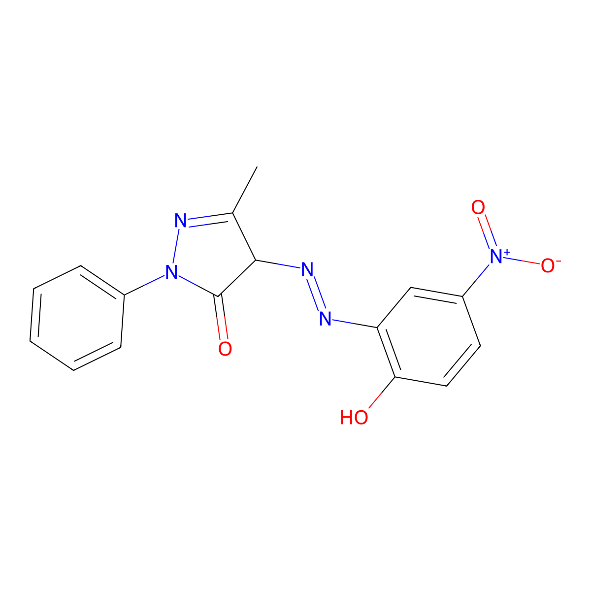 2,4-dihydro-4-[(2-hydroxy-5-nitrophenyl)azo]-5-methyl-2-phenyl-3H-pyrazol-3-one molecular structure, CAS 14847-56-4