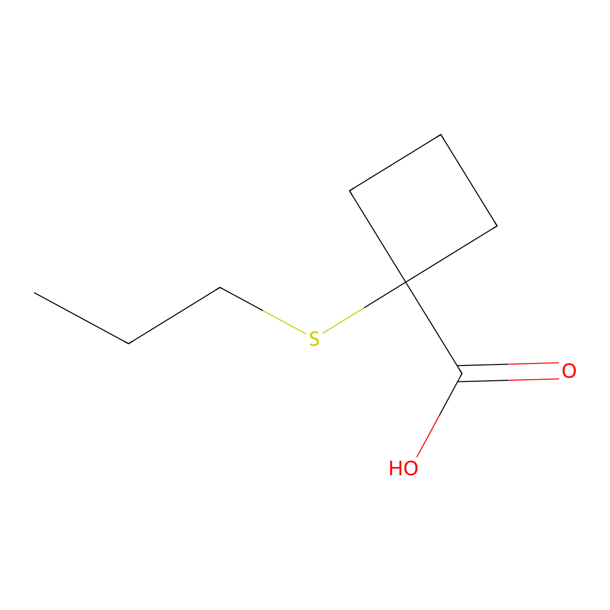 1-(Propylsulfanyl)cyclobutane-1-carboxylic acid molecular structure, CAS 1484705-29-4