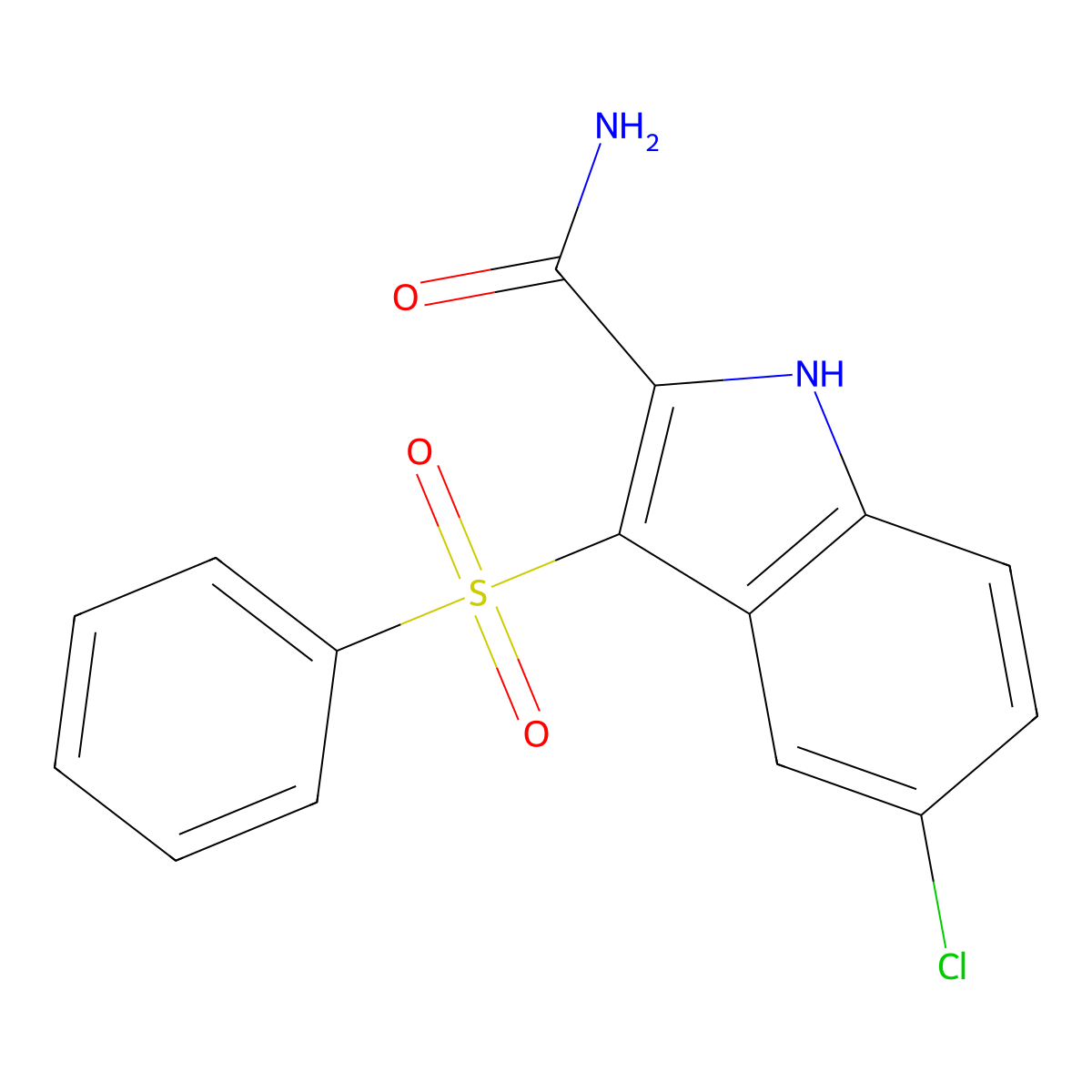 3-Benzenesulfonyl-5-chloroindole-2-carboxamide molecular structure, CAS 148472-83-7