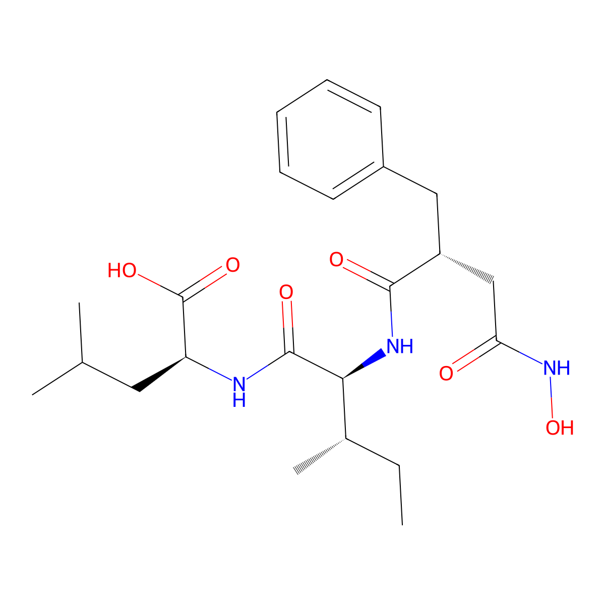 N-((2R)-4-(Hydroxyamino)-1,4-dioxo-2-(phenylmethyl)butyl)-L-isoleucyl-L-leucine molecular structure, CAS 148473-36-3