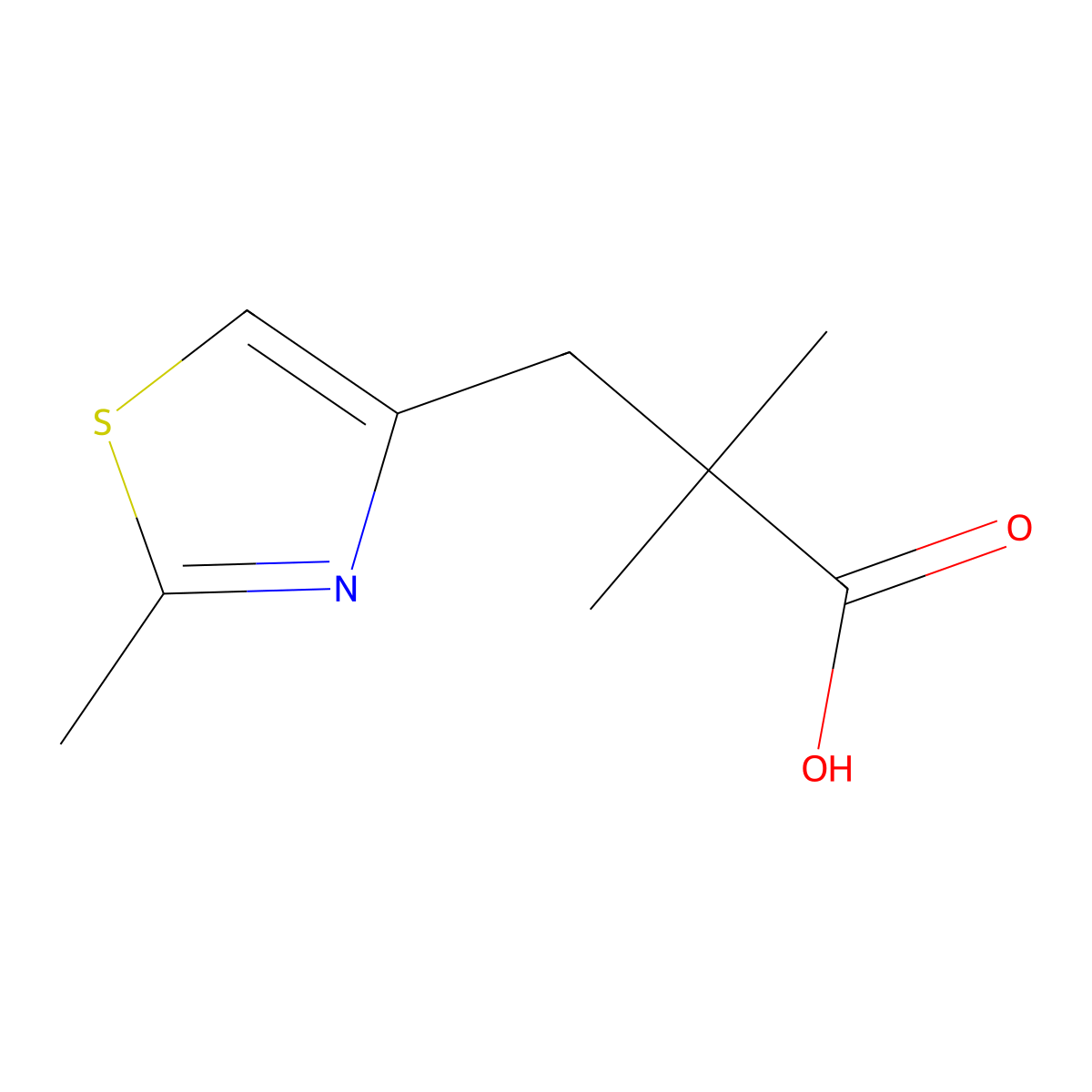 2,2-Dimethyl-3-(2-methylthiazol-4-yl)propanoic acid molecular structure, CAS 1484738-21-7