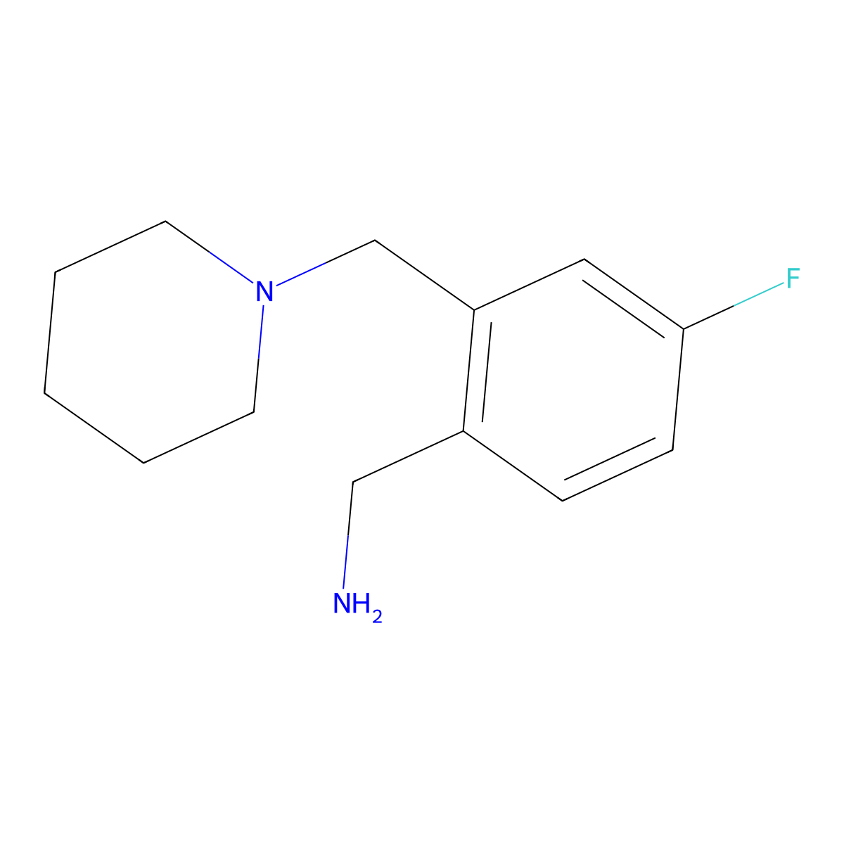 1-{4-Fluoro-2-[(piperidin-1-yl)methyl]phenyl}methanamine molecular structure, CAS 1484745-51-8