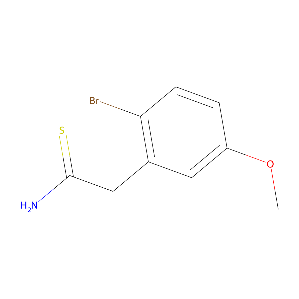 2-(2-Bromo-5-methoxyphenyl)ethanethioamide molecular structure, CAS 1484767-30-7