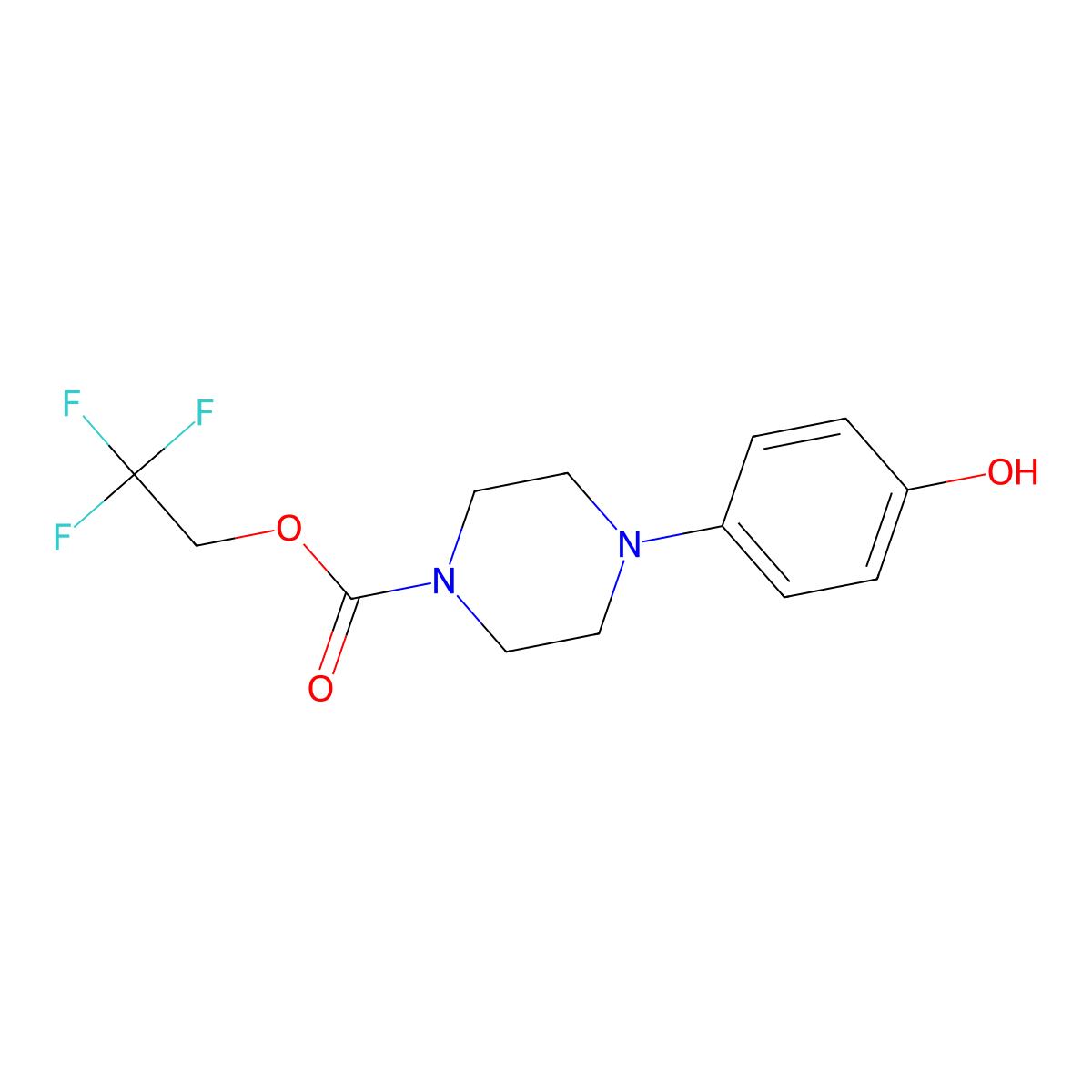 2,2,2-Trifluoroethyl 4-(4-hydroxyphenyl)piperazine-1-carboxylate molecular structure, CAS 1484775-54-3
