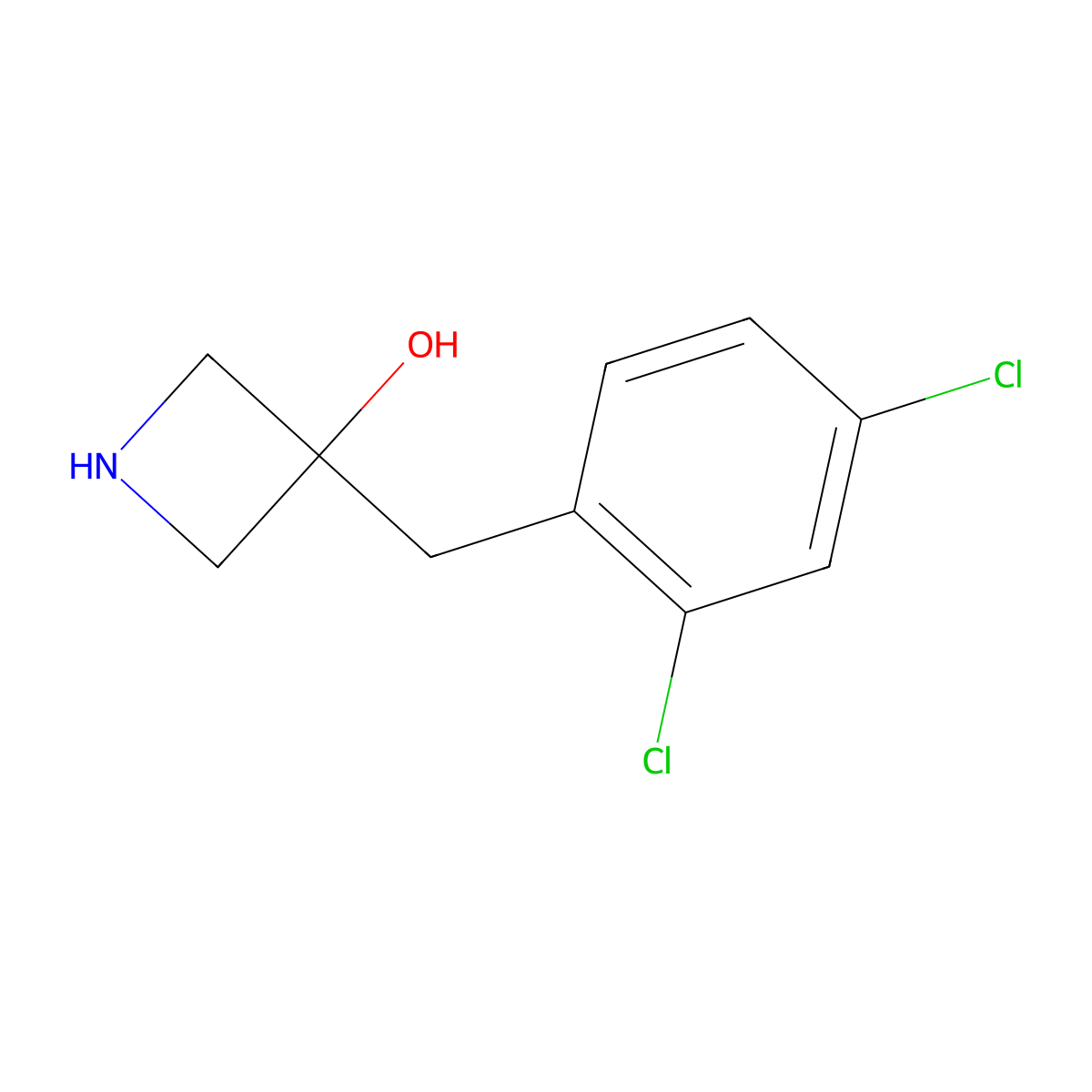 3-[(2,4-Dichlorophenyl)methyl]azetidin-3-ol molecular structure, CAS 1484795-00-7