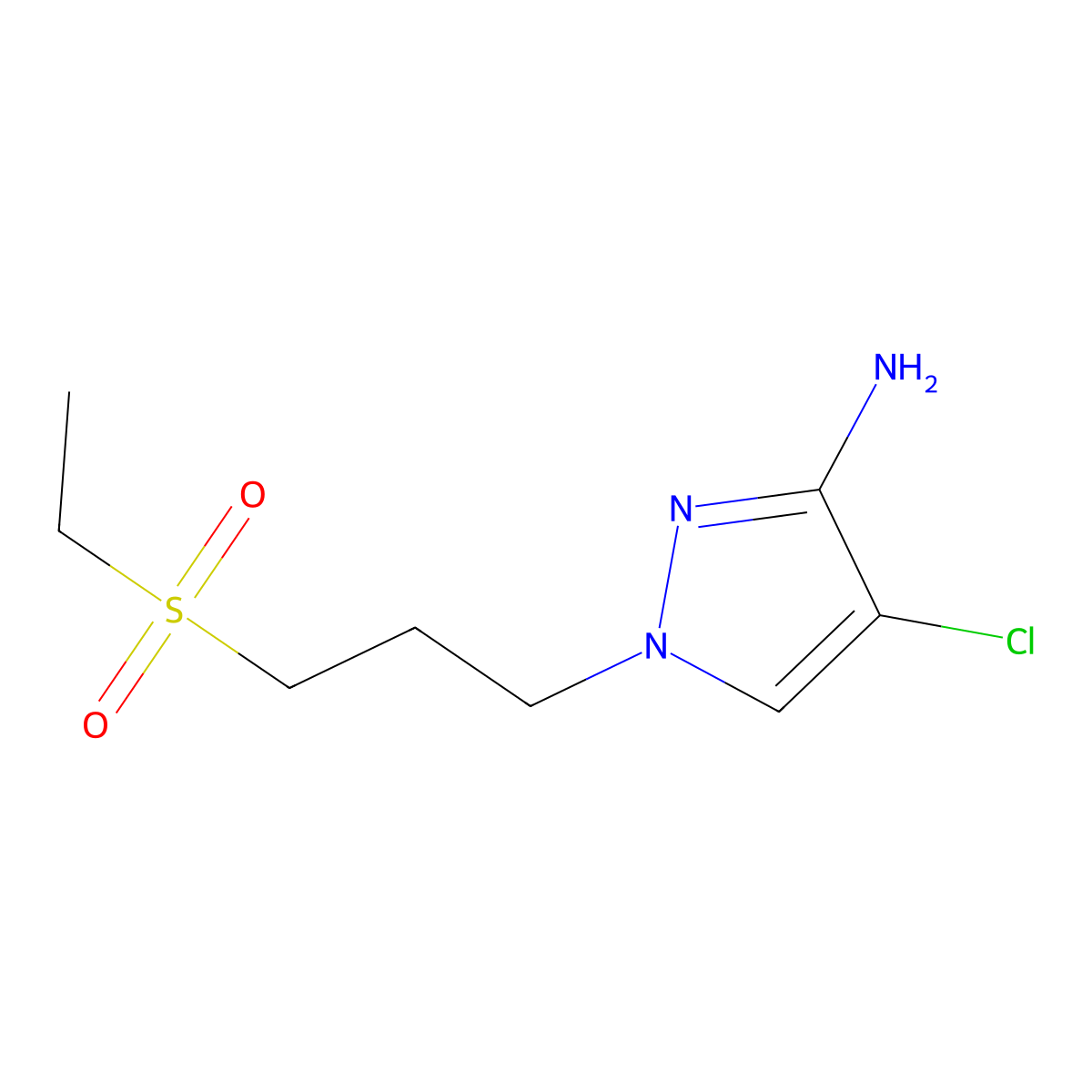 4-Chloro-1-(3-(ethylsulfonyl)propyl)-1h-pyrazol-3-amine molecular structure, CAS 1484798-62-0
