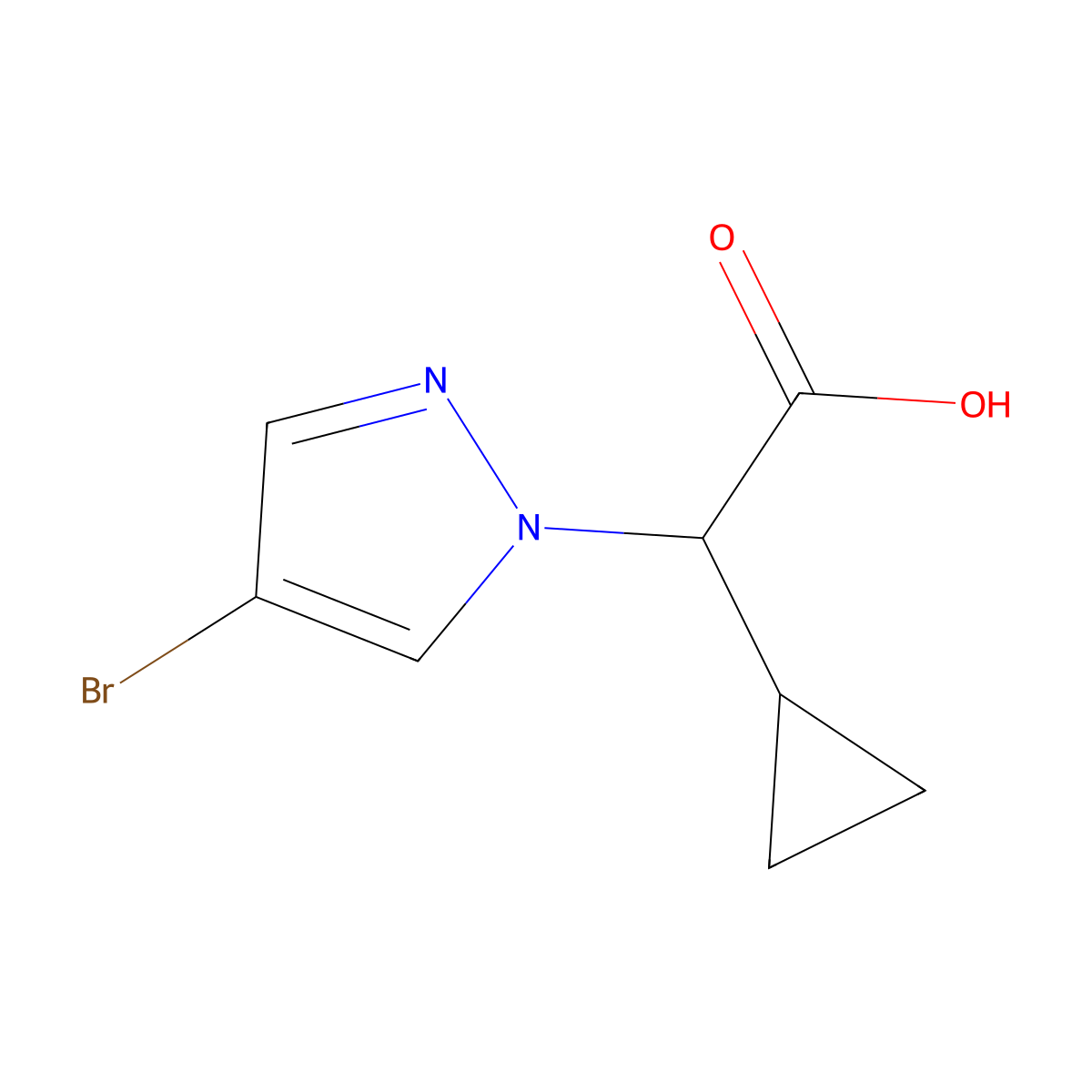 2-(4-bromo-1H-pyrazol-1-yl)-2-cyclopropylacetic acid molecular structure, CAS 1484807-82-0