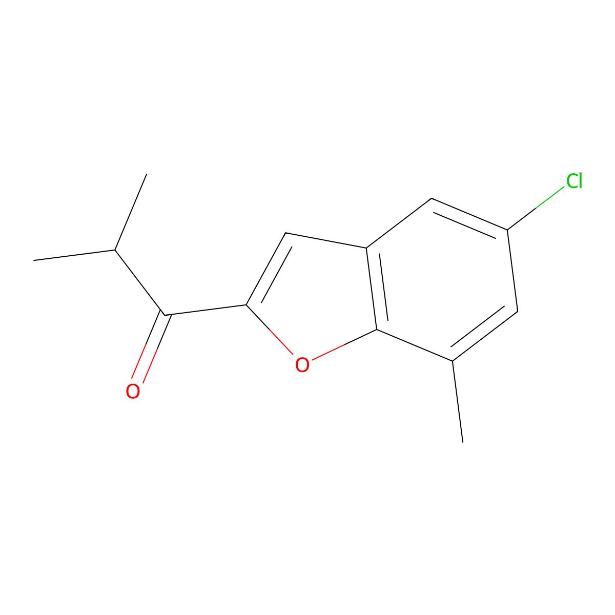 1-(5-Chloro-7-methylbenzofuran-2-yl)-2-methylpropan-1-one molecular structure, CAS 1484814-21-2