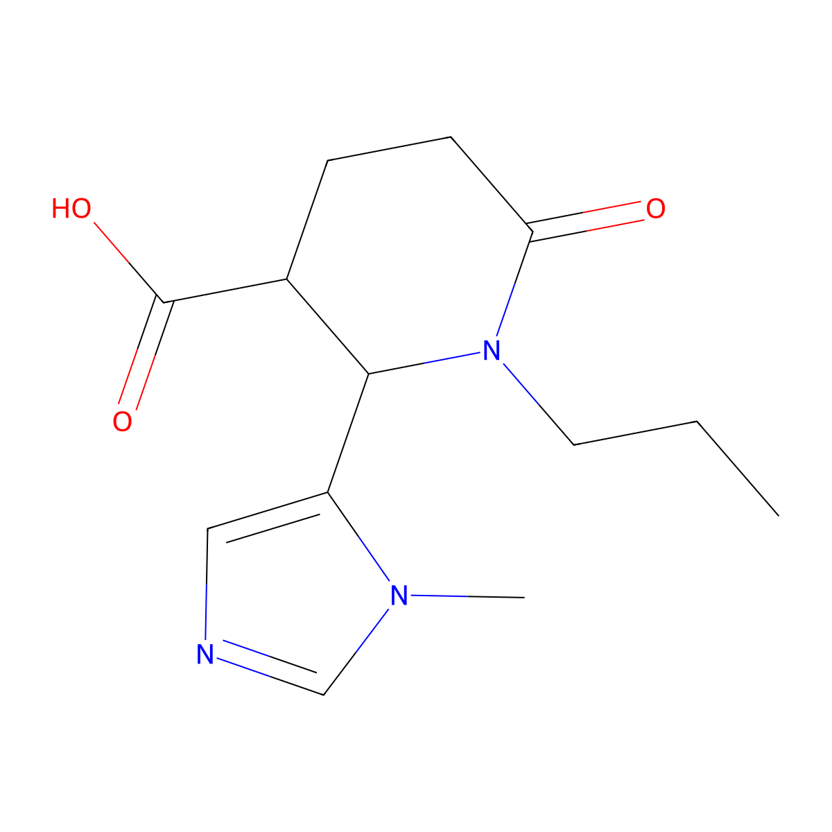2-(1-methyl-1H-imidazol-5-yl)-6-oxo-1-propylpiperidine-3-carboxylic acid molecular structure, CAS 1484814-49-4