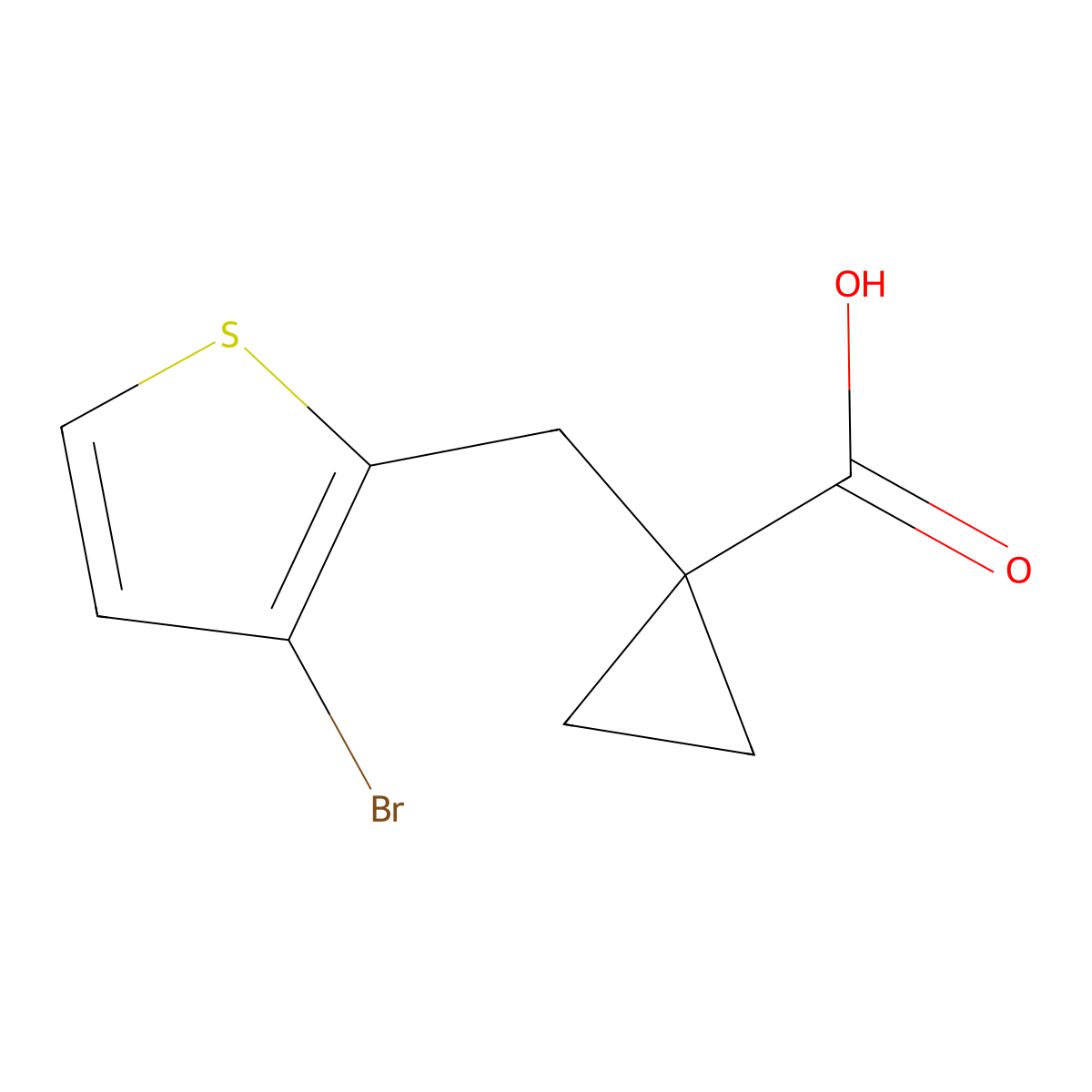 1-((3-Bromothiophen-2-yl)methyl)cyclopropane-1-carboxylic acid molecular structure, CAS 1484815-73-7