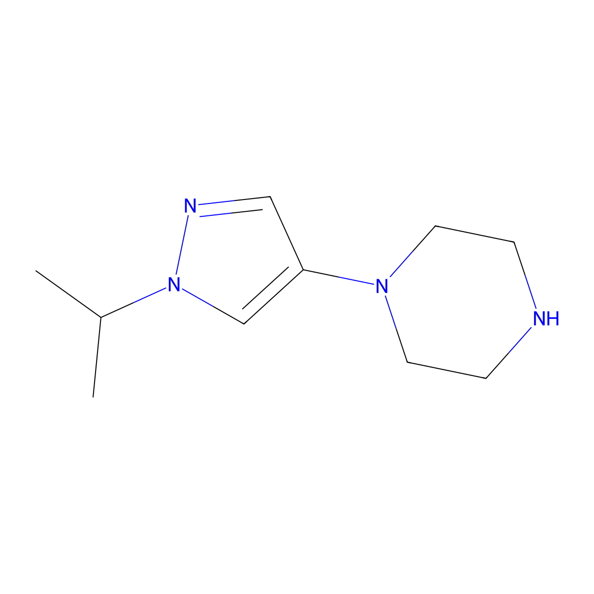 1-(1-Isopropyl-1h-pyrazol-4-yl)piperazine molecular structure, CAS 1484837-37-7