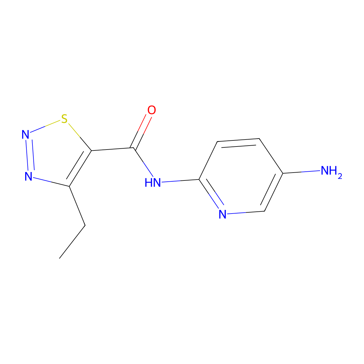 N-(5-aminopyridin-2-yl)-4-ethyl-1,2,3-thiadiazole-5-carboxamide molecular structure, CAS 1484843-95-9