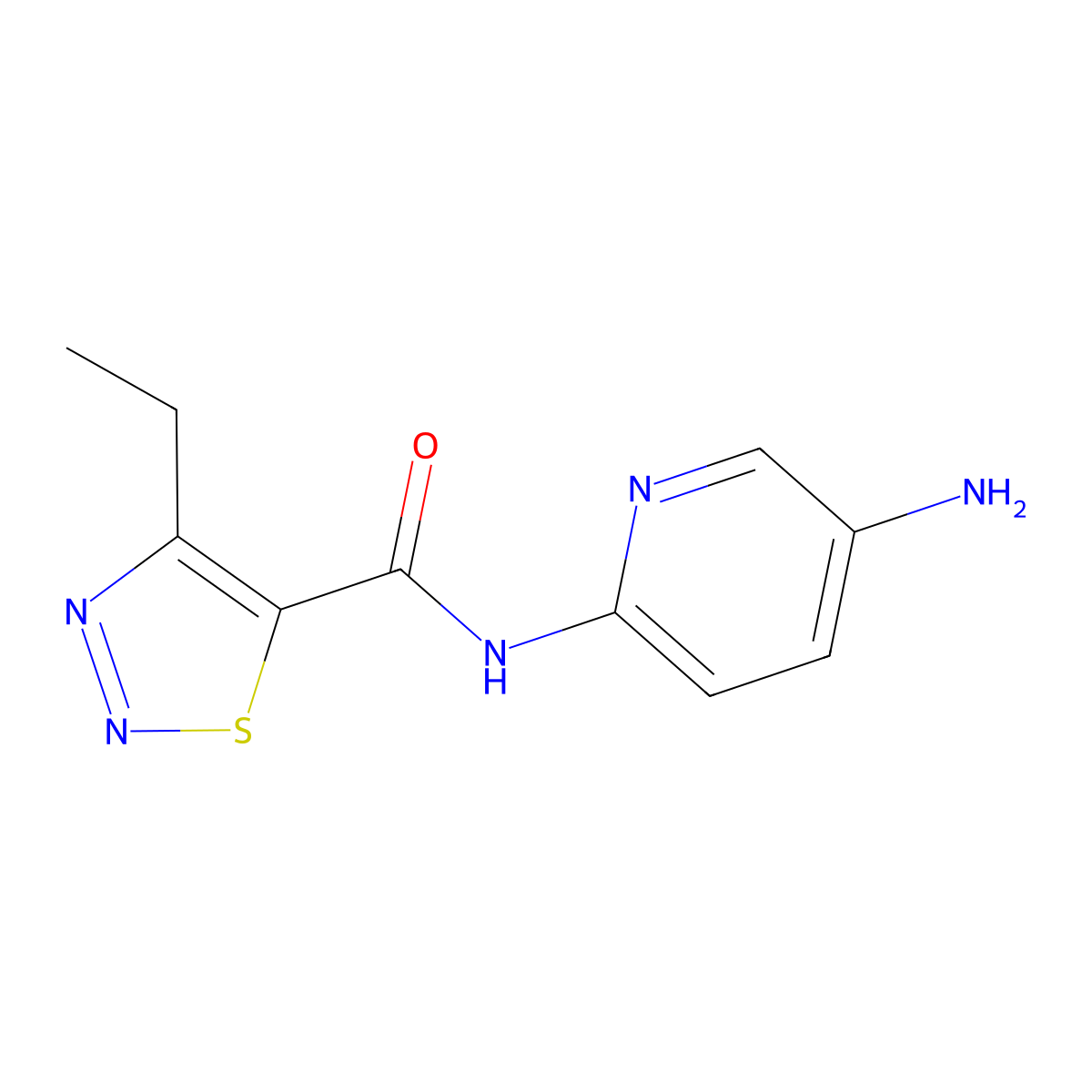 N-(5-aminopyridin-2-yl)-4-ethyl-1,2,3-thiadiazole-5-carboxamide molecular structure, CAS 1484843-95-9