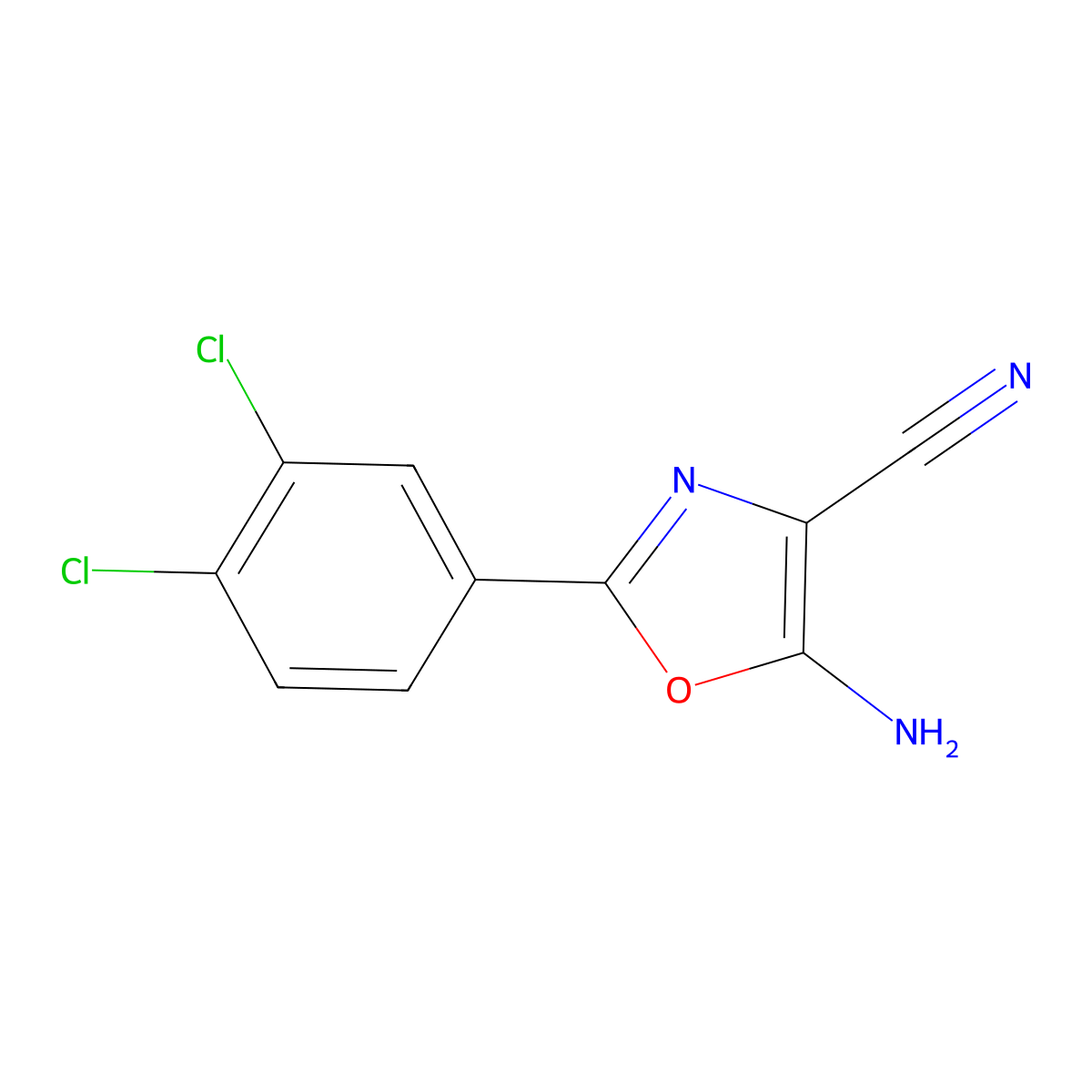 5-Amino-2-(3,4-dichlorophenyl)oxazole-4-carbonitrile molecular structure, CAS 1484845-30-8
