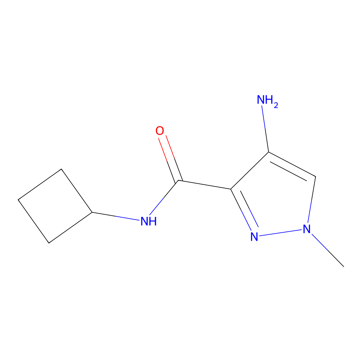 4-amino-N-cyclobutyl-1-methyl-1H-pyrazole-3-carboxamide molecular structure, CAS 1484891-23-7