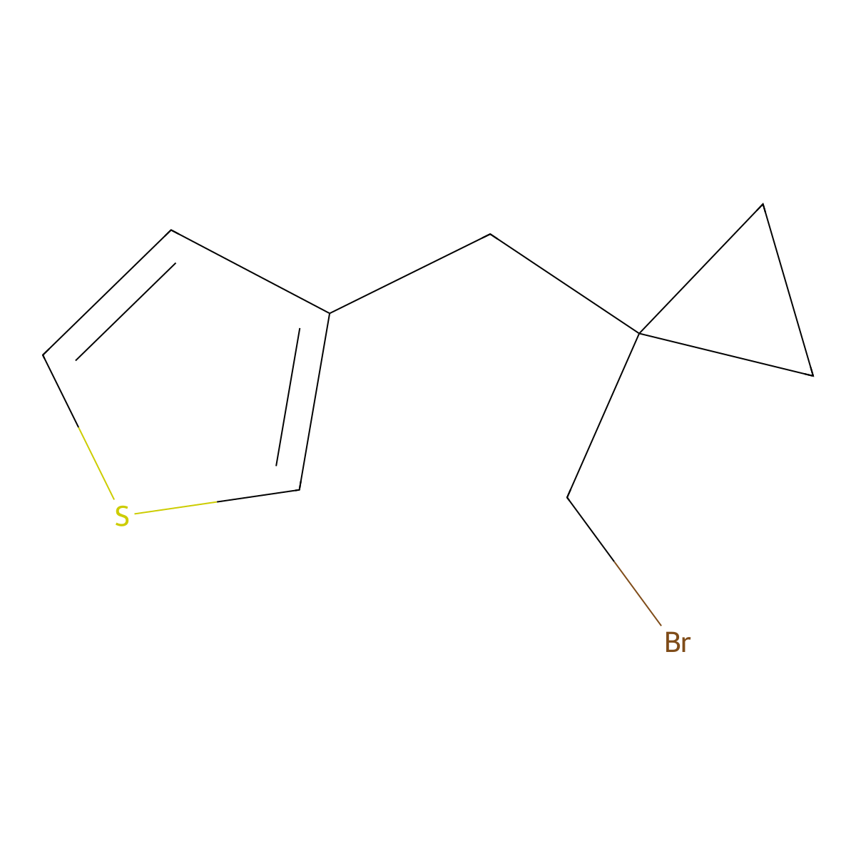 3-((1-(Bromomethyl)cyclopropyl)methyl)thiophene molecular structure, CAS 1484895-42-2