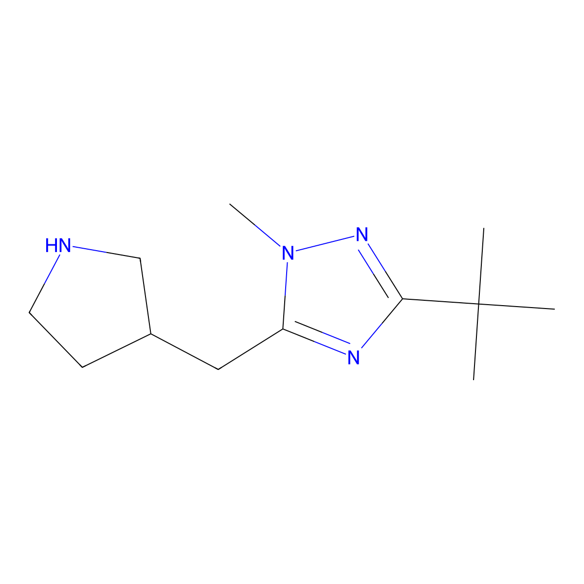3-(Tert-butyl)-1-methyl-5-(pyrrolidin-3-ylmethyl)-1h-1,2,4-triazole molecular structure, CAS 1484901-45-2