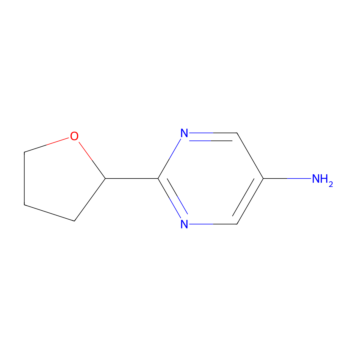 2-(Oxolan-2-yl)pyrimidin-5-amine molecular structure, CAS 1484923-68-3