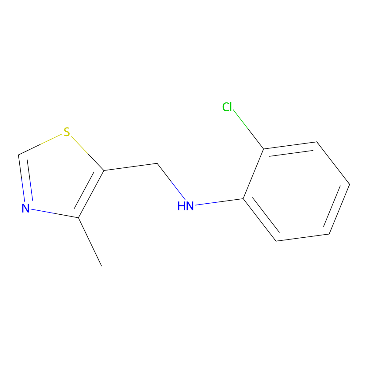 2-chloro-N-[(4-methyl-1,3-thiazol-5-yl)methyl]aniline molecular structure, CAS 1484929-00-1
