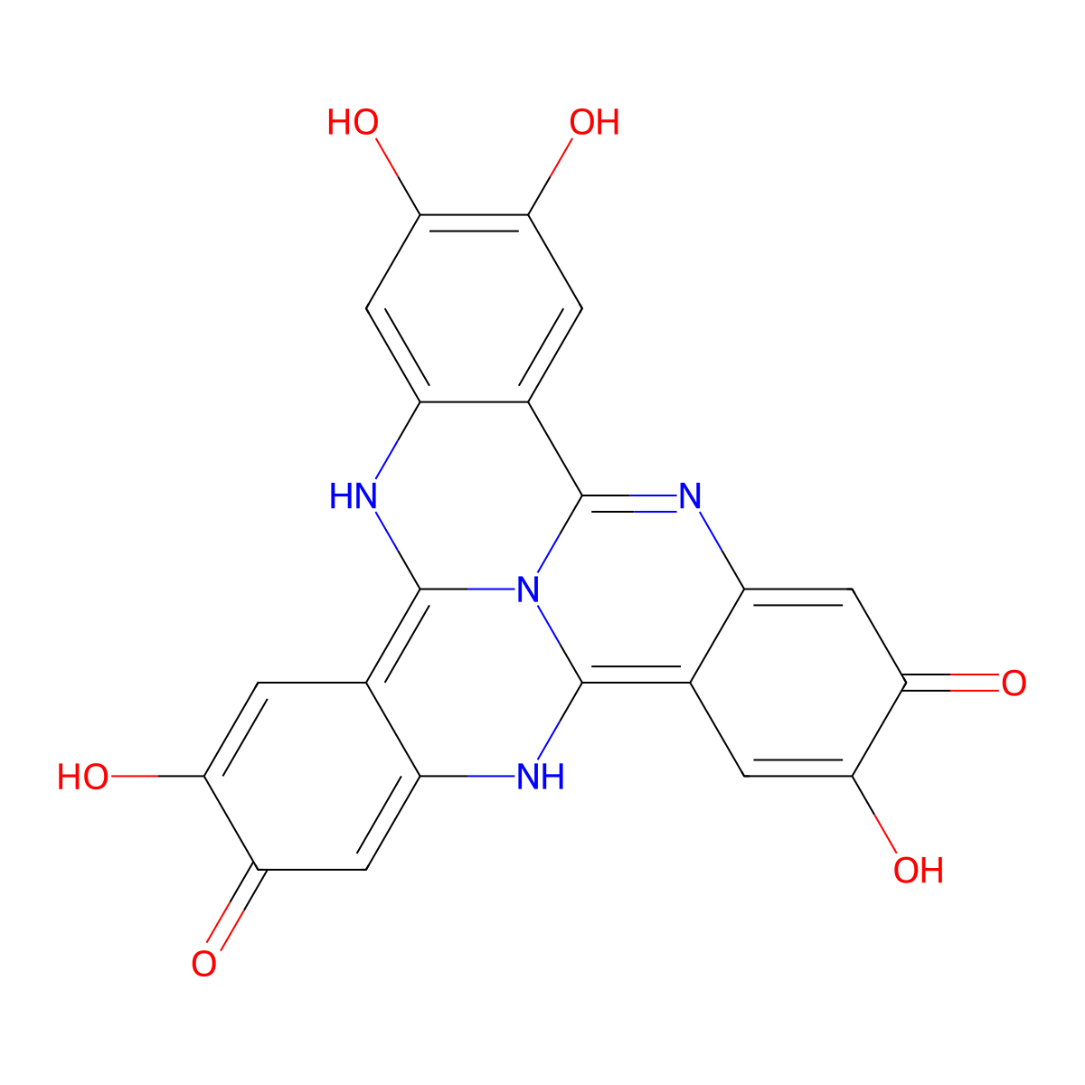 4b1,5,10,15-Tetraazanaphtho[1,2,3-gh]tetraphene-2,3,7,8,12,13-hexaol molecular structure, CAS 148494-98-8