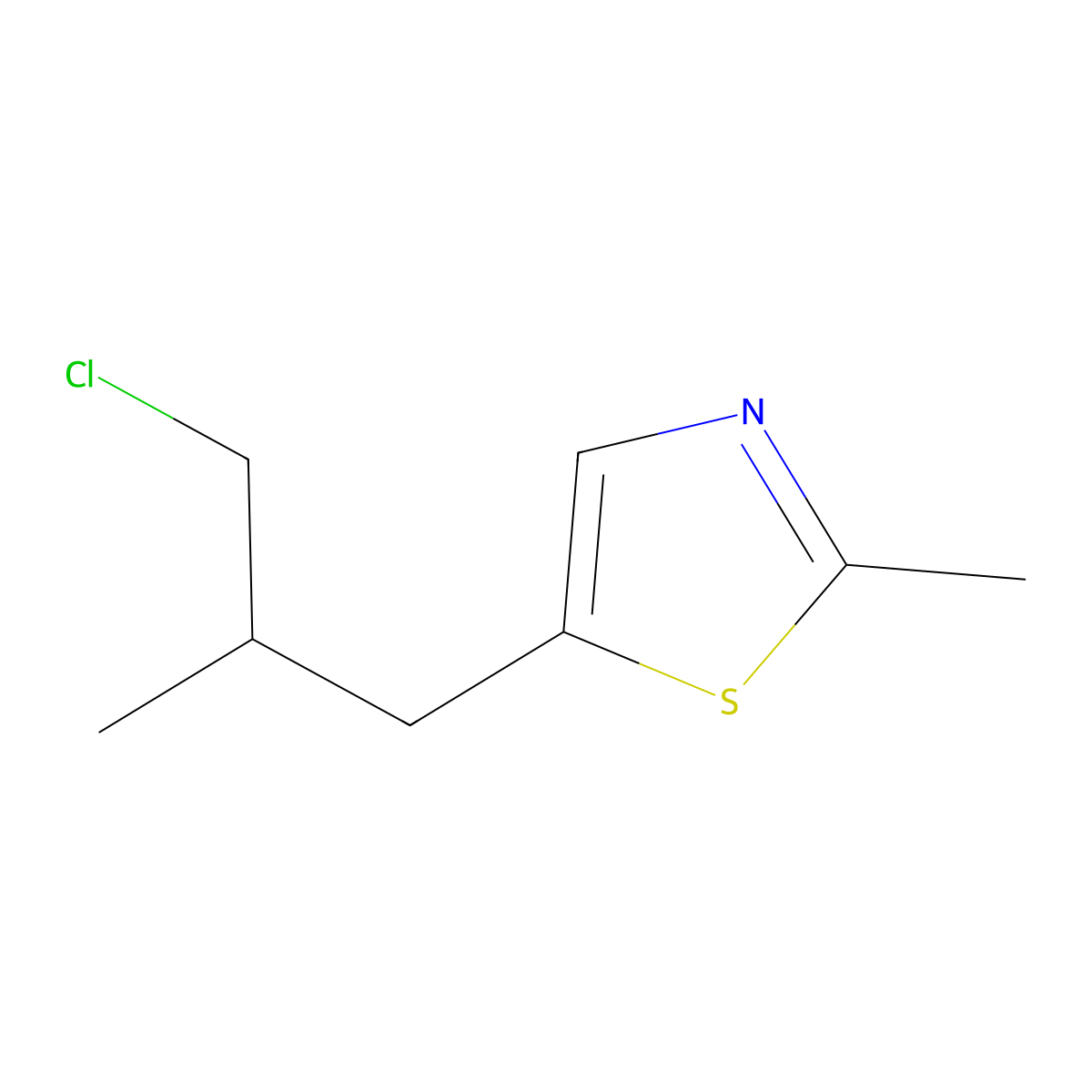 5-(3-Chloro-2-methylpropyl)-2-methyl-1,3-thiazole molecular structure, CAS 1484941-83-4