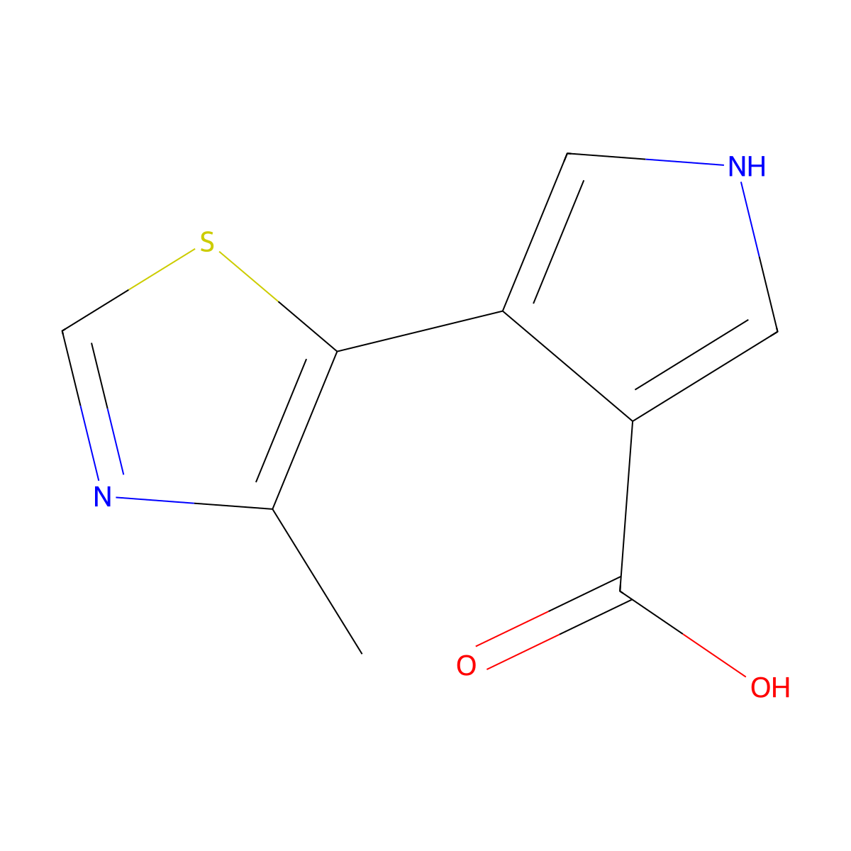 4-(4-methyl-1,3-thiazol-5-yl)-1H-pyrrole-3-carboxylic acid molecular structure, CAS 1484948-42-6